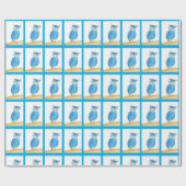 Papier cadeau Chouette Bleue Cute (Plat)