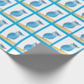 Papier cadeau Chouette Bleue Cute (Coin)