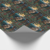 Papier Cadeau Chouette boho élégant tache de verre forêt boisée (Coin)