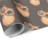 Papier Cadeau chouette brune mignonne avec lunettes (Coin rond)