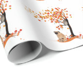 Papier Cadeau Chouette carlin Et Arbre Automne Propriétaire Carl (Coin rond)