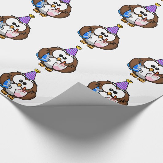 Papier Cadeau Chouette d'anniversaire (Coin)