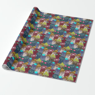 Papier Cadeau Chouette dans la couronne