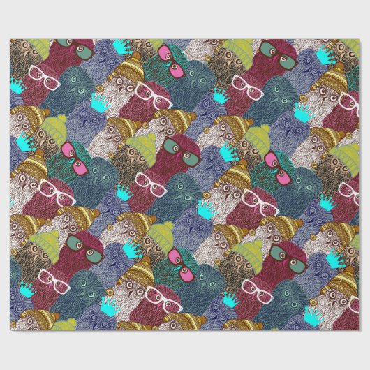 Papier Cadeau Chouette dans la couronne (Plat)