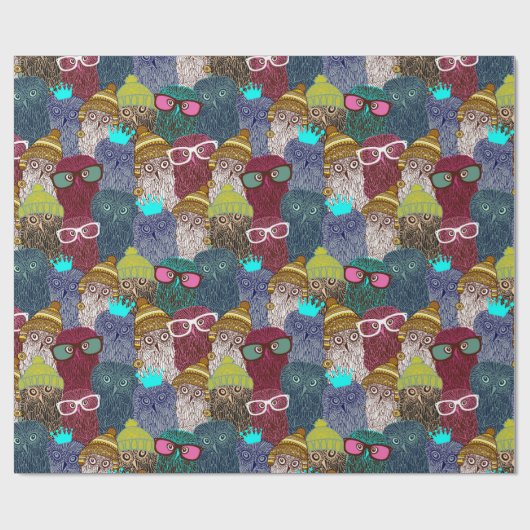 Papier Cadeau Chouette dans la couronne (Plat)