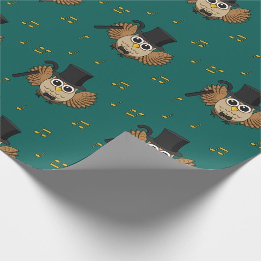 Papier Cadeau Chouette dansante mignonne avec notes musicales De (Coin)