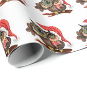 Papier Cadeau Chouette de bébé en Noël Casquette enveloppement p (Coin rond)