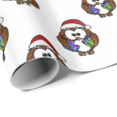 Papier Cadeau Chouette de Noël (Coin rond)