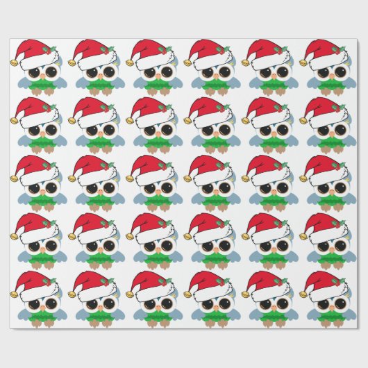Papier Cadeau Chouette de Noël (Plat)