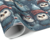 Papier Cadeau Chouette de Noël (Coin rond)