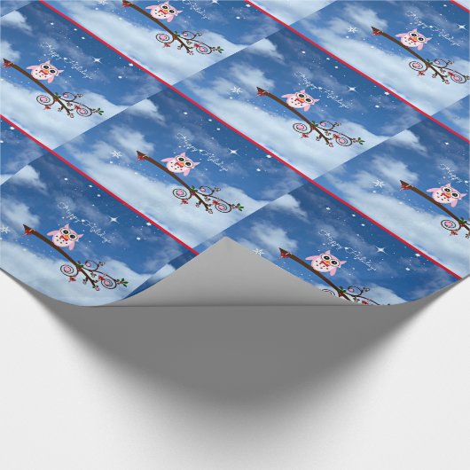 Papier Cadeau Chouette de Noël design de vacances mignon et colo (Coin)