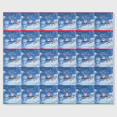 Papier Cadeau Chouette de Noël design de vacances mignon et colo (Plat)