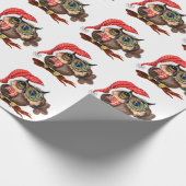 Papier Cadeau Chouette de Noël en papier Casquette et enveloppem (Coin)