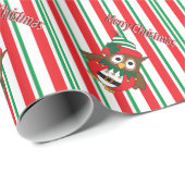 Papier Cadeau Chouette des elfes de Noël (Coin rond)