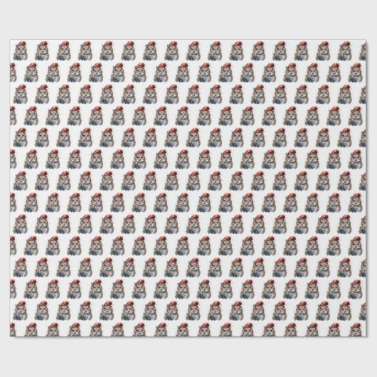 Papier Cadeau Chouette d'hiver enchantée (Plat)