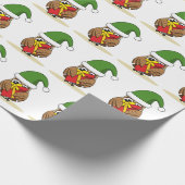 Papier Cadeau Chouette elfe de Noël avec présent (Coin)