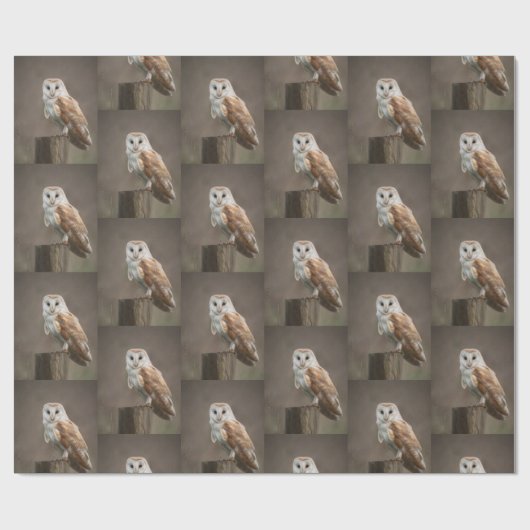 Papier Cadeau Chouette en papier à envelopper brillant (Plat)