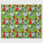 Papier Cadeau Chouette en roses rouges (Plat)