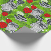 Papier Cadeau Chouette en roses rouges (Coin)