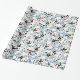 Papier Cadeau Chouette et motif de neige