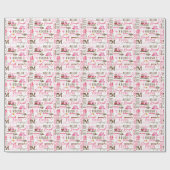 Papier Cadeau Chouette Inséparable avec nom et collage de monogr (Plat)