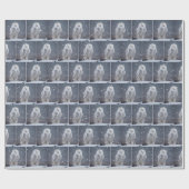 Papier Cadeau Chouette neige de Noël dans les flocons de neige (Plat)