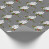 Papier Cadeau Chouette Neige Sur Pin Et Berries (Coin)