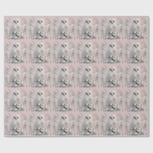 Papier Cadeau Chouette Perle de Cristal Blanc
