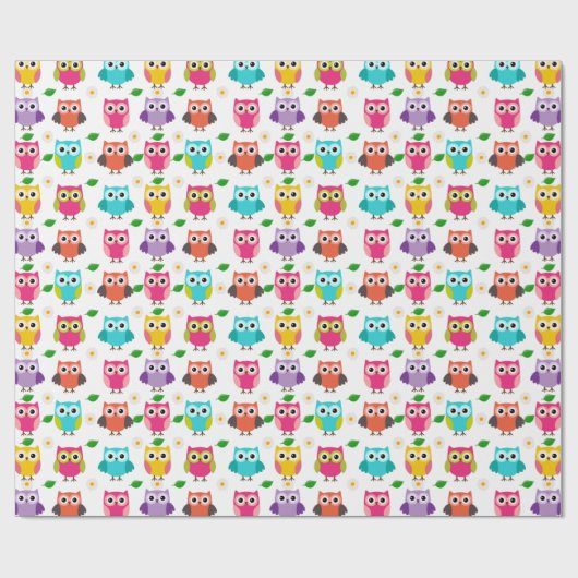 Papier Cadeau Chouette rose (Plat)