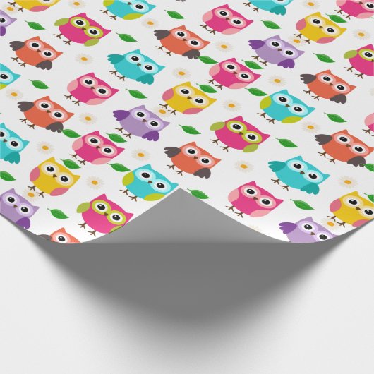 Papier Cadeau Chouette rose (Coin)