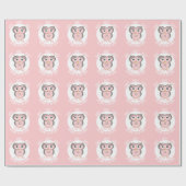 Papier Cadeau Chouette rose Hoot Hoot Bienvenue dans le monde (Plat)