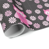 Papier Cadeau chouette rose mignonne (Coin rond)