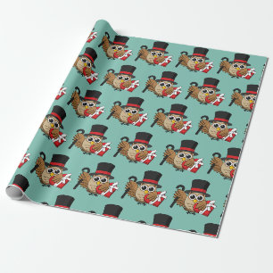 Papier Cadeau Chouette sophistiquée avec boîte de chocolat cardi