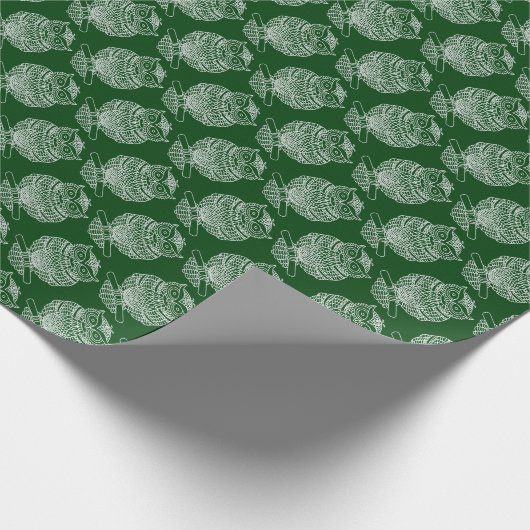 Papier Cadeau Chouette (vert foncé) - Papier à envelopper (Coin)