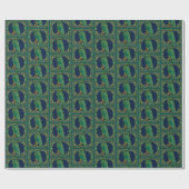Papier Cadeau Chouette verte celtique (Plat)