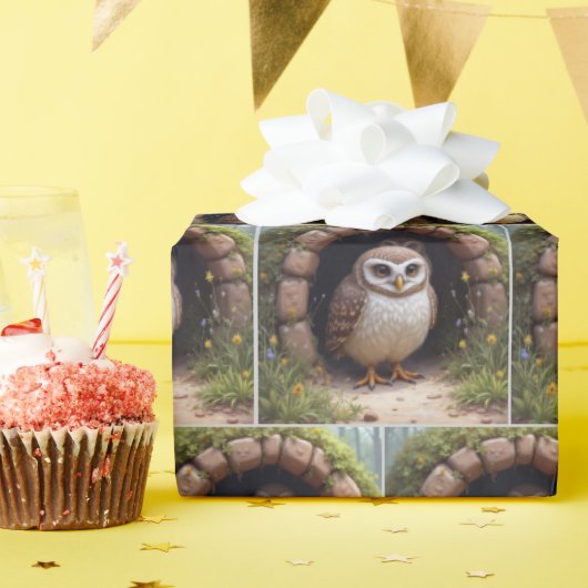 Papier Cadeau Chouettes brulantes dans une grotte (Fête d'anniversaire)