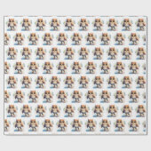 Papier Cadeau Chouettes d'aquarelle Patinage sur glace (Plat)