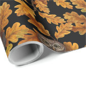 Papier Cadeau Chouettes d'automne sur noir (Coin rond)