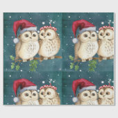 Papier Cadeau Chouettes de Noël (Plat)