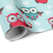 Papier Cadeau Chouettes de Noël (Coin rond)