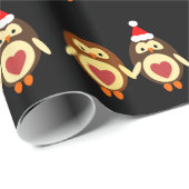 Papier Cadeau Chouettes de Noël (Coin rond)