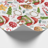 Papier Cadeau Chouettes de Noël à l'aquarelle mignonne (Coin)