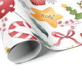 Papier Cadeau Chouettes de Noël à l'aquarelle mignonne (Coin rond)