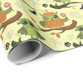 Papier Cadeau Chouettes d'Halloween (Coin rond)