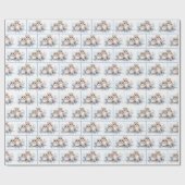 Papier Cadeau Chouettes D'Hiver Aquarelle Sur Branche (Plat)