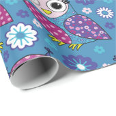 Papier Cadeau Chouettes Et Fleurs (Coin rond)