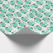 Papier Cadeau Chouettes lunaires turquoises (Coin)