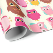 Papier Cadeau Chouettes mignonnes (Coin rond)