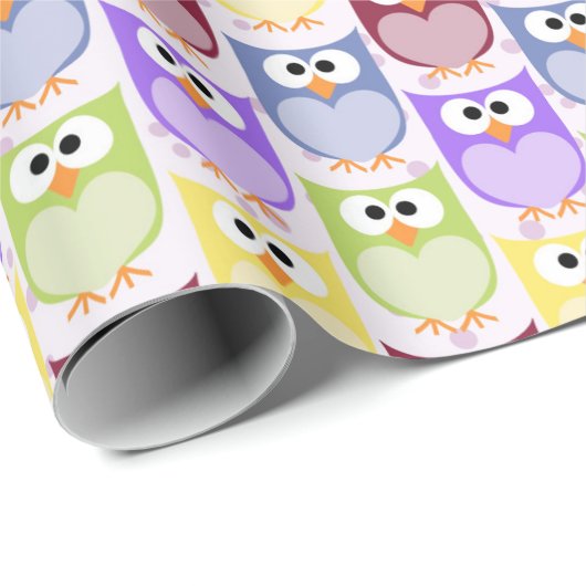 Papier Cadeau Chouettes mignonnes, Chouette Motif, Chouettes pou (Coin rond)