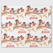 Papier Cadeau Chouettes mignonnes Retour à l'école (Plat)